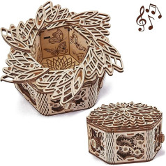 Wood Trick Mysterious Flower For Elise Wooden Music Box Kit - Keepsake and Jewellery Box - 3D Wooden Puzzle for Adults and Children to Build - DIY