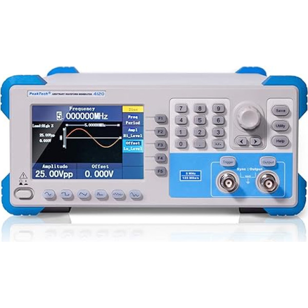 Peaktech P 4120 1CH Arbitrary Function Generator, 1 µhz - 5 MHz, 6 Standard Waveforms, Remote Control and Software for Waveform Processing, Sampling Rate of 125 MS/S