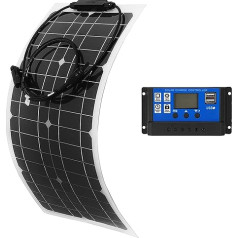 25 Watt 12 Volt Flexible Monocrystalline Solar Panel for Motorhomes, Campers, Vans, Boats and More (1×50A Controller)