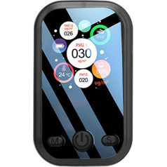 Air Quality Monitor, Accurate Monitoring, Portable Design, Porous 3D Airflow Design for Improved Accuracy with LCD Screen for Intuitive Data Access, (Black)