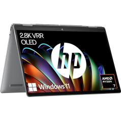 HP Envy x360 2-in-1 Laptop, 14 Inch 2.8K OLED Touch Display, AMD Ryzen 7 8840HS (16MB Cache), 16GB LPDDR5-SDRAM, 1TB SSD, QWERTZ Keyboard, Windows 11 Home, Silver