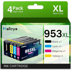 Halloya 953 XL 953XL Multipack Compatible with HP 953 Printer Cartridges for HP OfficeJet Pro 7740 7720 7730 8710 8720 8730 8715 8210 8218 8725 8728 8740 Cartridges (Pack of 4)