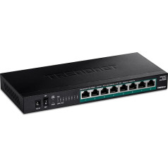 TRENDnet TPE-TG380 Unmanaged 2.5G PoE+ Switch with 8 Ports, Fanless, Compact Desktop Design, Metal Housing, 2.5GBASE-T Ports, IEEE 802.3bz, 100W PoE Budget, Black