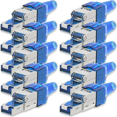 UC-Express Network Connector CAT7 RJ45-10x Network Connector Blue Connector - Tool-Free - Shielded - with Strain Relief - CAT 7 CAT7a LAN Network Cable