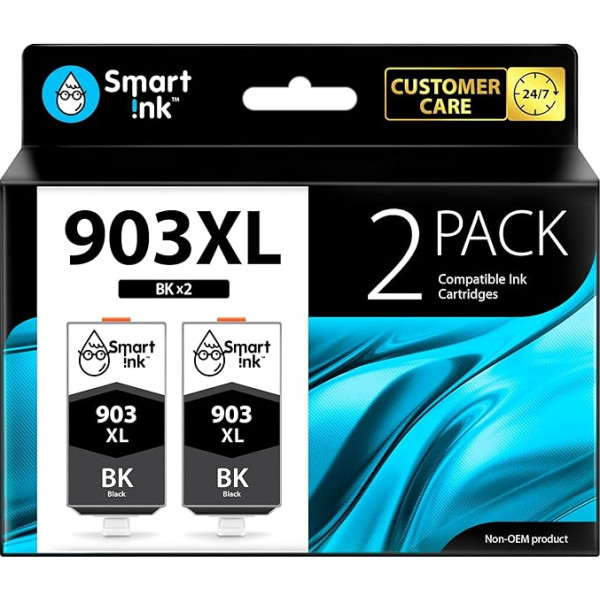 Smart Ink Compatible Printer Cartridges to Replace HP 903 XL 903XL 2 Black Multipack with Latest Chip Version Compatible with HP Officejet Pro 6960 6970 All-in-One Officejet 6950