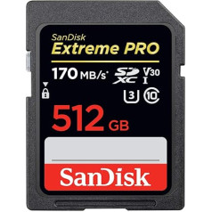 SanDisk Extreme PRO 512GB SDXC Memory Card up to 170MB/s, UHS-1, Class 10, U3, V30
