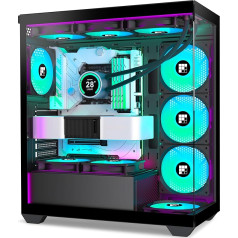 FOIFKIN PC Case - Pre-Installed 3 PWM ARGB Fan, ATX Mid-Tower Gaming PC Case, 270° Panoramic Glass, F3 Black
