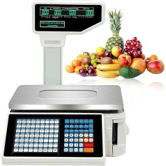Oiyekntd Digitale kommerzielle Preisskala, Supermarkt -Obst -Registrierungsskala mit Pole Display, 30 kg/66 lb Skala Preis Computing Deli Elektronische Zählgewichtsplattformplattformskala,Machine