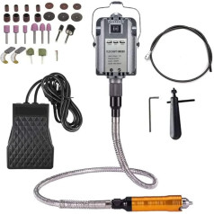 1200W Flex Shaft Grinder Rotary Tool Electric Hanging Carver, Forward and Reverse Rotation, Jewellery Repair Kit, Foot Pedal Control, Metal Flexible Shaft, with Replacement Inner Shaft