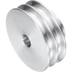 sourcing map V Type Pulley 12mm Bore 60mm OD Double Groove Aluminum Alloy Motor Shaft Drill 6mm PU Shape Belt