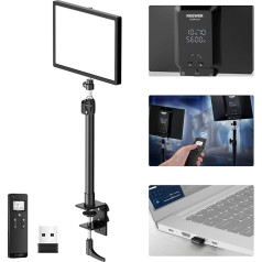 NEEWER GL25B Key Light Streaming, LED Panel Light 2.4G PC/Mac App Control 25W 1400lm 2900K-7000K CRI98+ Soft & Extremely Quiet Webcam Video Light with Table Stand RT100 Remote Control & USB