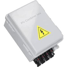 Photovoltaic Combiner Box, 4 Strands, Solar PV Junction Box with 15A Rated Current Fuse, 10AWG Solar Panel Wires, Surge Protection, IP65 Waterproof, for Motorhomes, Homes