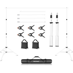 Neewer Backdrop Stand 10 ft x 7 ft, Adjustable Photo Studio Backdrop Support System for Wedding Parties Background Portrait Photography with 4 Crossbars 8 Clips 2 Black Sandbags and Bag White