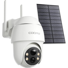 COOAU 4MP Outdoor Surveillance Camera Battery - 365 Days with Solar Panel - 2.5K Wireless Camera Surveillance with 360 Degree Panorama | 4 LED Colour Night Vision | Alexa Compatible