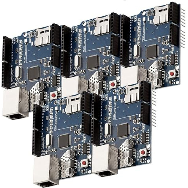 AZDelivery 5 x Ethernet Shield W5100 with MicroSD Card Slot Compatible with Arduino Includes E-Book!