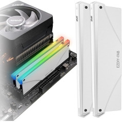 EZDIY-FAB 5 V ARGB Memory RAM Cooler DDR Heatsink for DIY PC Game MOD DDR3 DDR4 (Compatible with ASUS Aura Sync, GIGABYTE RGB Fusion and MSI Mystic Light Sync)-White 2 Pack-PI061