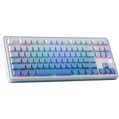 MechLands Ajazz AK870 Gasket-Mounted Wireless Gaming Keyboard, 87 Keys TKL BT5.0/2.4GHz/USB-C Mechanical Keyboard, with 5-Layer Padding, Flex-Cut PCB for Win/Mac (Blue, Flying Fish Switch)