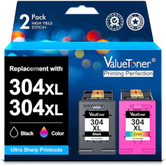 Valuetoner 304 XL Multipack Remanufactured Printer Cartridges Compatible with HP 304 Printer Cartridges for HP Envy 5030 5010 5000 5020 5032 Deskjet 2630 3750 3730 2622 2633 3720 3760 (2 Pack, 304
