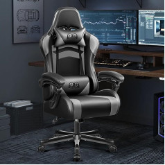 OneGame Ergonomic Gaming Chair, High Back Computer Gamer Chair, Height-Adjustable Game Chair, Racing Style Gaming Office Chair with Headrest and Lumbar Support, Black/Grey