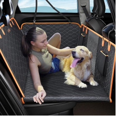 JOEJOY Dog Blanket Car Back Seat with Hard Underside, Dog Seat Car Rear Seat Widened, Dog Car Seat Back Seat Waterproof Scratch-Resistant Non-Slip Car Seat Dog Rear Seat with Safety Belt