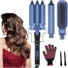 Pretfy Hair Straightener, 3-in-1 Curling Iron Set with Replacement Heads, 3 Barrel Hair Wave, Hair Straightener Brush, Ceramic Curling Iron, Curling Iron LCD Display / 80-230°C Setting Temp, 30s Fast