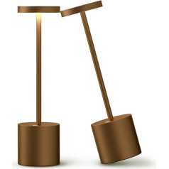 SLSMD Wireless Table Lamp, 5000 mAh Metal Aluminium LED Battery Table Lamp, Portable USB Rechargeable Bedside Lamp, Suitable for Indoor Outdoor Dining Room Bar Patio (2 Titanium)