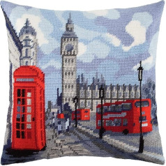 London Needle Tip Set Throw Pillow 16