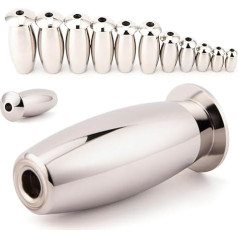 ScreaAss 11 Sizes Stainless Steel Urethra Dilator with Cap Hollow Plug Ball Dilator Catheter Sounding Stick for Men Urethra Stimulation SM Prostate Masturbation Sex Toys, Silver, Set