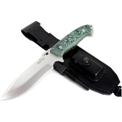 JEO-TEC Nº43 Outdoor Camping Belt Knife Hunting Knife Survival Bushcraft Knife - Premium Quality - Steel MOVA - Leather Sheath + Fire Steel + Knife Sharpener - Handmade in Spain