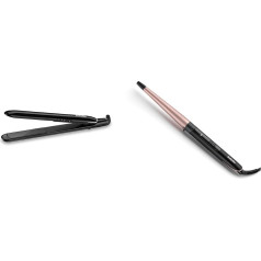 Babyliss Sleek Finish 230 Straightener 180°C - 230°C with Automatic Shut-Off ST255E & Rose Quartz Conical Wand 13-25 mm Conical Curling Iron for Natural Curls and Beach Waves, Pink Black, C454E