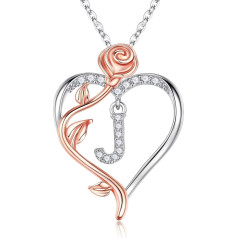 TINGN Gifts for Women - 925 Sterling Silver Chain with Letter Jewellery Heart Pendant Heart Necklace Mother's Day Anniversary Christmas Valentine's Day Birthday Gifts for Women Mum