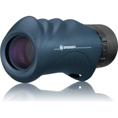 Bresser Nautic monocular 8 x 25 with waterproof housing and nitrogen filling with 122m large field of vision, BaK-4 glass and multi-layer coating, including hand strap and transport bag.