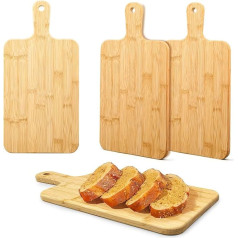 Wooden Chopping Boards with Handle, Bamboo Cutting Board, Serving Board, Bulk for Kitchen, Food Prep, Vegetables, Bread, Sandwich, 16 x 8 Inch, 3 Pack