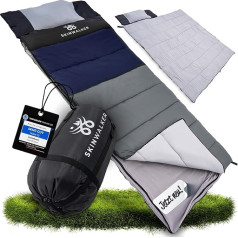 SkinWalker Sleeping Bag 4 Seasons Summer & Winter [-18°C to 15°C] Waterproof [Removable Polar Fleece Blanket + Pillow] Outdoor Camping Festivals Blanket Sleeping Bag Adult