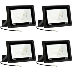 Jefedana (4 Pack LED Spotlight Outdoor 50 W Cool White 6500 K 3000 LM Super Bright Outdoor Spotlight LED Floodlight IP66 Waterproof LED Outdoor Light Floodlight LED Spotlight for Backyard, Garage,