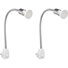 ledscom.de LESCH GU10 Bulb Socket Flexible Gooseneck Extender Adapter, Chrome, Light Bulb and Size Selectable