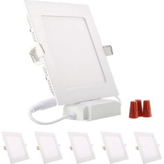 Greenclick 5 x 9 W LED Panel White Square Ceiling Light Dimmable Recessed Spotlight, Extremely Flat, 230 V 720 Lumen Replaces 60 W Fluorescent Tubes (4000 K, 9 W Square Panel)