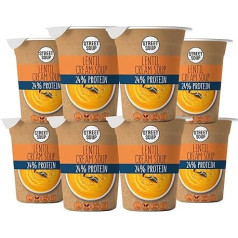 STREET SOUP Protein Instant Soup To Go (Lentils, 8 Pieces, 300 g Each) - Ready Low Carb Cream Soups for Diet, for Weight Loss & On the Go - Lentil Soup - Ready Meals & Ready Meals Vegan & Gluten Free
