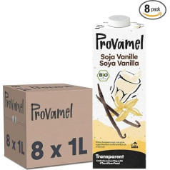 Provamel Organic-Bio Soy Drink Vanilla, Vegetable Drink, Vegan, Lactose Free, Gluten Free, UHT, 8 x 1 L (Pack of 8)