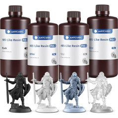 ANYCUBIC ABS-Like Resin Pro 2, 3D Printer Resin with Increased Strength and Toughness, High Precision, Wide Compatibility with All Resin 3D Printers (Black, White, Grey, Clear, 1 kg, 4 Pieces)