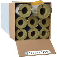 Full Box Aluminium Laminated Pipe Shell Pipe Insulation Rock Wool with 0.040 Thermal Conductivity (Rock Wool, 64 x 30 mm x 1 Metre)