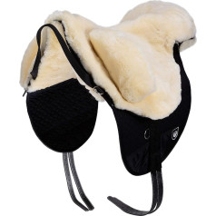 WERNER CHRIST Premium Plus XH Fur Saddle with Raised Resist, High-Quality Treeless Lambskin Saddle Bare Back Pad, Horse Saddle Made of Real Lambskin in Natural, Anthracite, Brown, Size Pony and