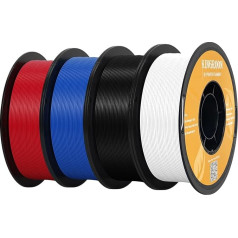 Kingroon PLA Filament, PLA Filament 1.75, 3D Printer Filament Dimensional Accuracy +/- 0.03 mm, 1 kg Spool (2.2 lbs), PLA 4 kg Filament PLA Black + White + Red + Blue Filament 3D Printing Materials