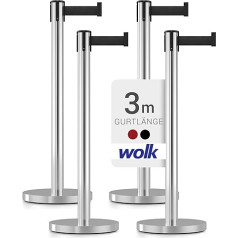 Seat Belt Posts Stainless Steel Highly Polished – Set of 4 – Post Height: 98.0 cm, Strap Length: 3.0 m, Strap Width: 4.8 cm – Strap Colour: Black