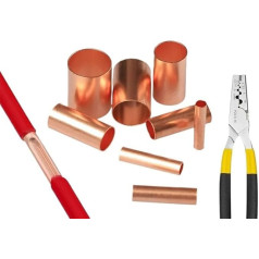 VWWJCCRO 1000Pcs GT Copper Connecting Pipe Wire Joint Connector φ1.5/2/2.5/3/4/5/6/7/8/10 mm Cold Crimping Terminal and Crimping Pliers(GT-4 1000PCS,1 Pack)