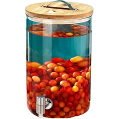 Glass Drinks Dispenser, Glass Drink Dispenser with Lid, Drink Cooler Bin, Leak-Proof Drink Machine for Milk Juice Beer, Fridge Fruit Teapot, Without Bracket, 7.5 L
