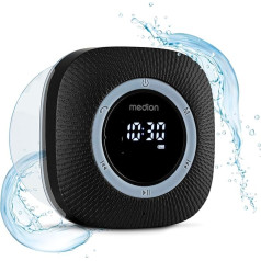 MEDION S66884 Shower Radio with Bluetooth (Bad Radio, FM Radio, Suction Cup, LED Display, IPX6 Waterproof, Integrated Battery, MD43884) Black
