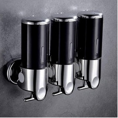 Manual Print Head Wall Mounted Soap Dispenser Bathroom Shower Pump Dispenser for Bathroom Kitchen Hand Soap Lotion (3 x 500ml, Black)