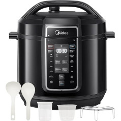 Midea Electric Pressure Cooker 9-in-1, 12 Presets Instant Multi Cooker Non-Stick Pot Yoghurt Cooker Rice Cooker Slow Cooker Sauté Steamer Stainless Steel Inner Pot 8 Quarts Black