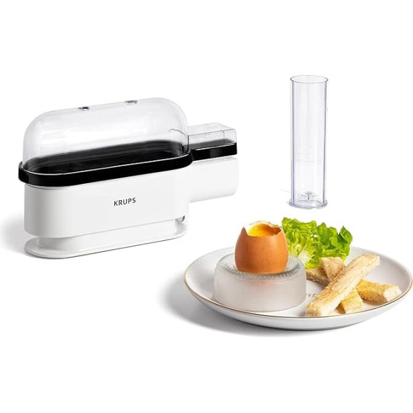 Krups Ovomat Trio EG234115 EG234115 Egg Boiler - Holds up to 3 Eggs - Includes Water Measuring Cup with Egg Pole, Egg Holder, Beep, BPA-Free, White